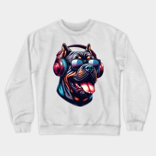 Cane Corso as Smiling DJ in Japanese Art Style Crewneck Sweatshirt